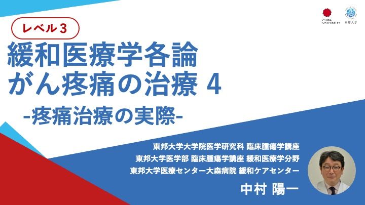 緩和医療学各論 がん疼痛の治療4   -疼痛治療の実際-
