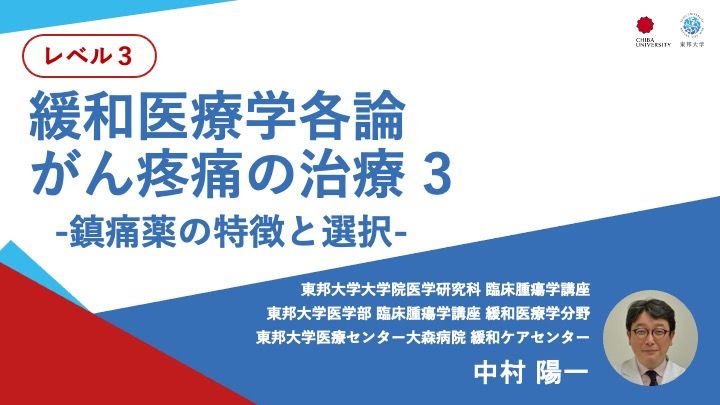 緩和医療学各論 がん疼痛の治療3   -鎮痛薬の特徴と選択-